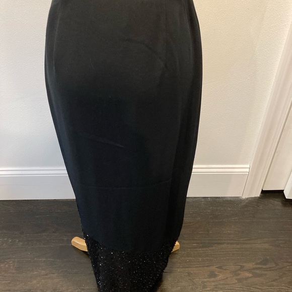Vintage Bob Mackie Black Long Sequin Skirt size 6 asymmetrical with side slit - Picture 4 of 12